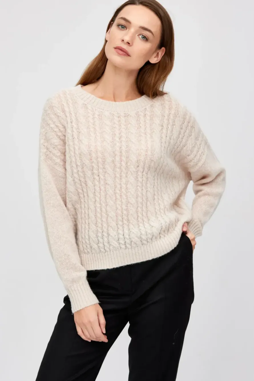 Beżowy sweter z wełną alpaki