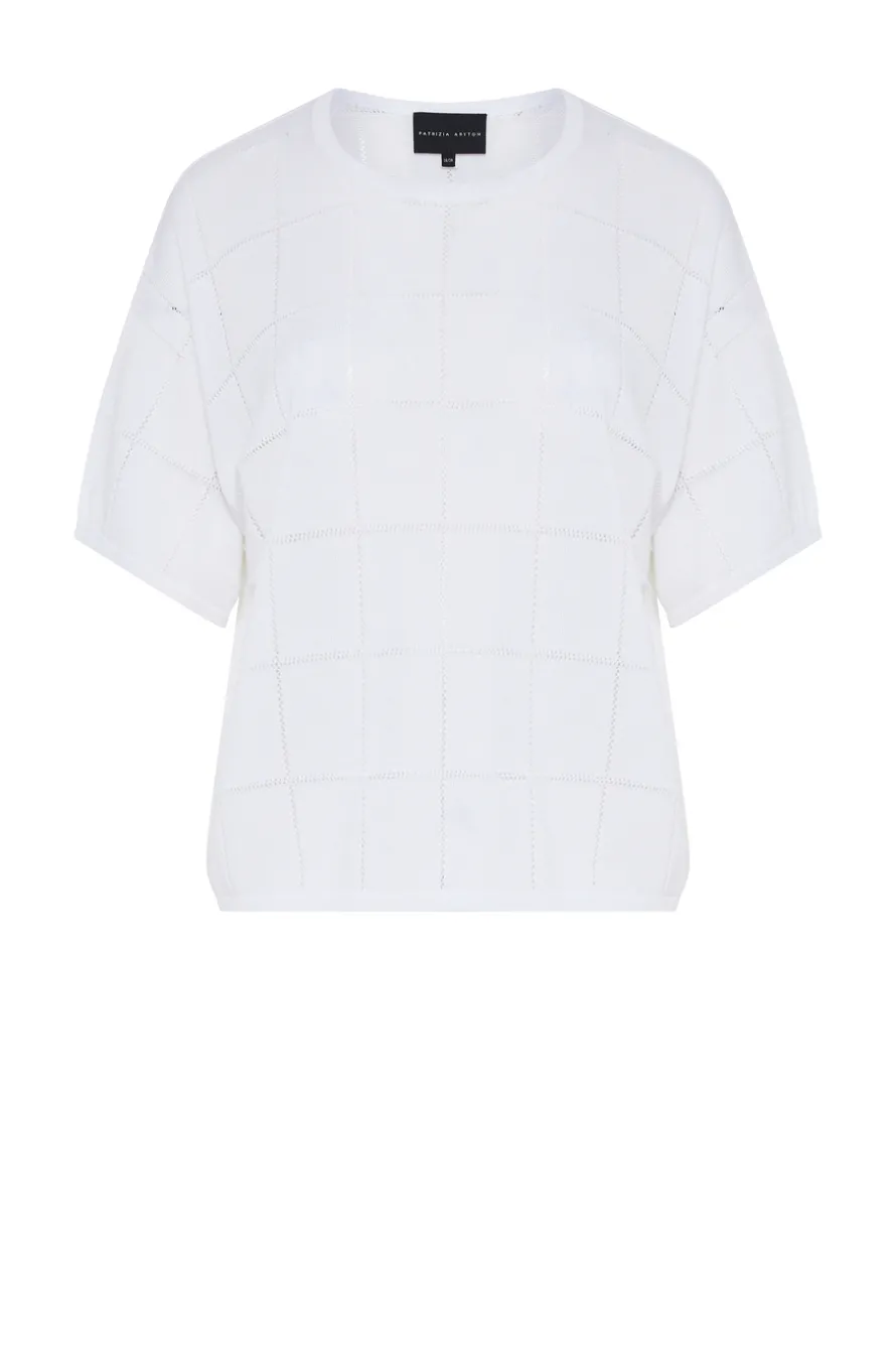 Bluzka off white z lyocellem i jedwabiem