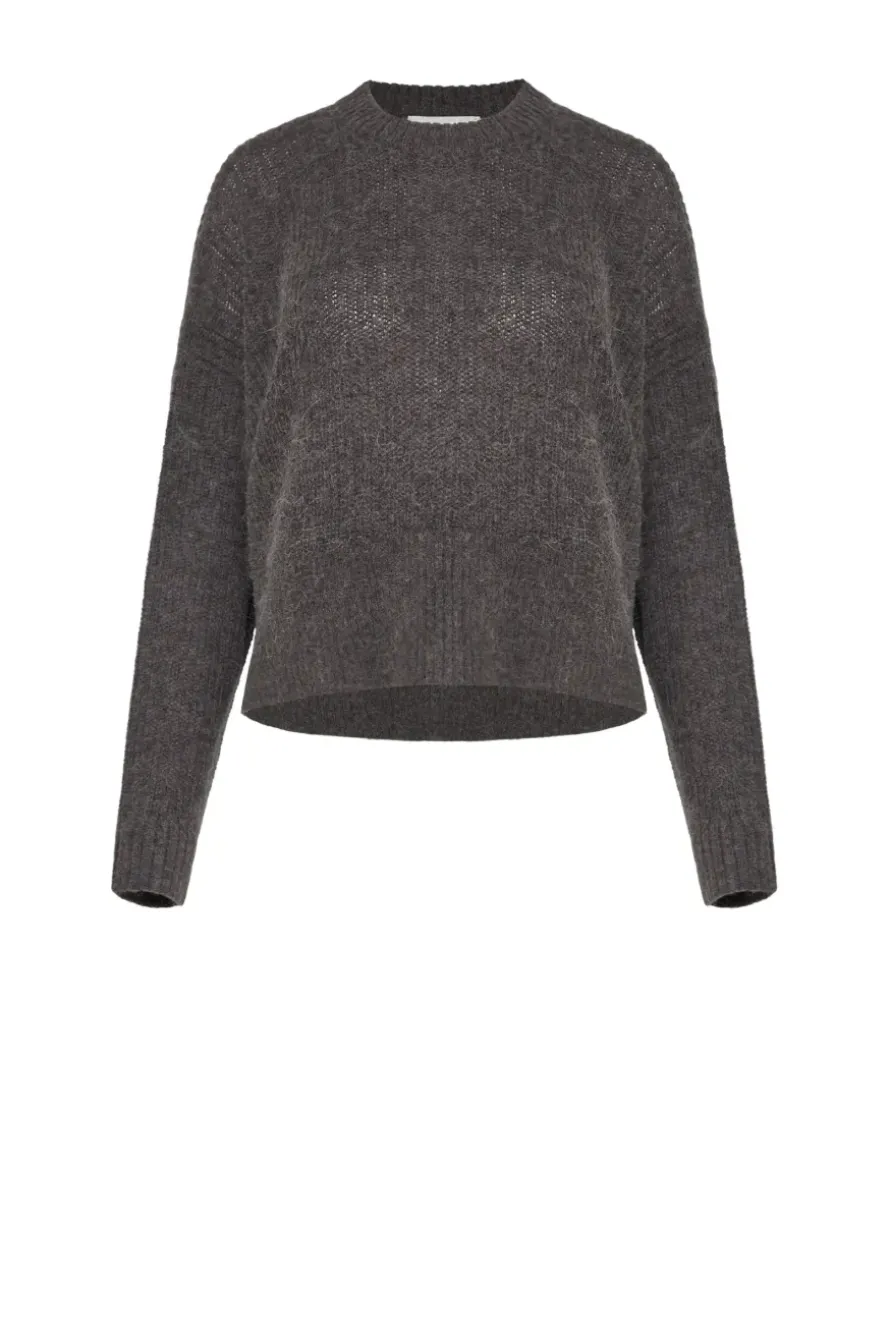 Brązowy sweter z wełną alpaki
