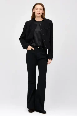 Czarne jeansy bootcut z wysokim stanem