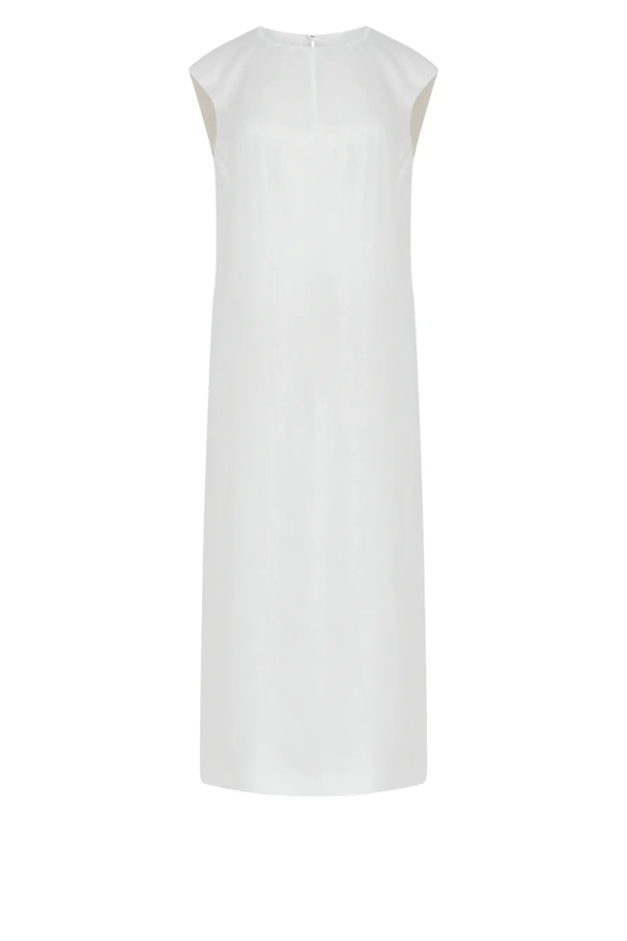 Midi sukienka off white z lnu