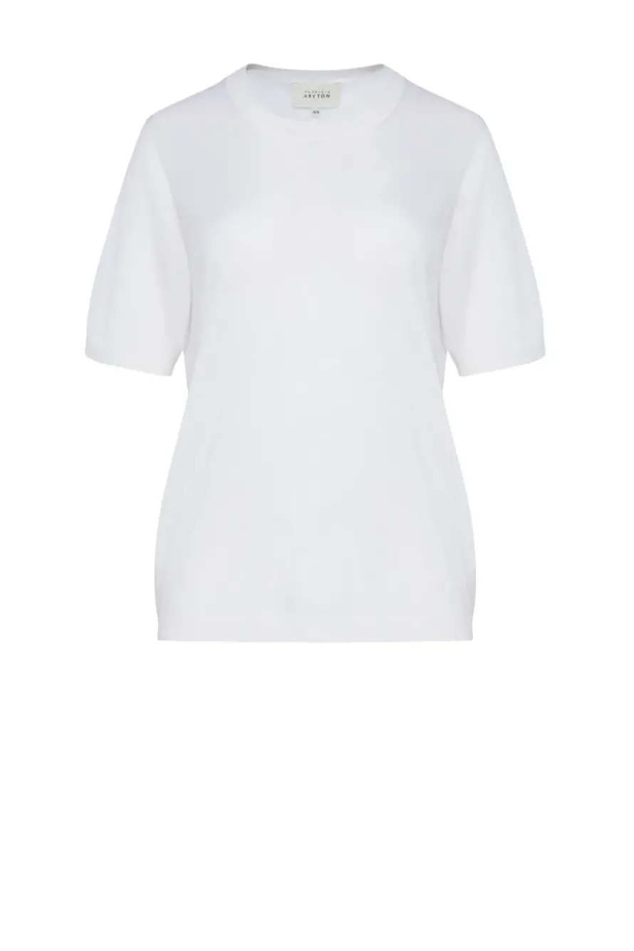 Śmietankowy t-shirt z wełny merynosowej