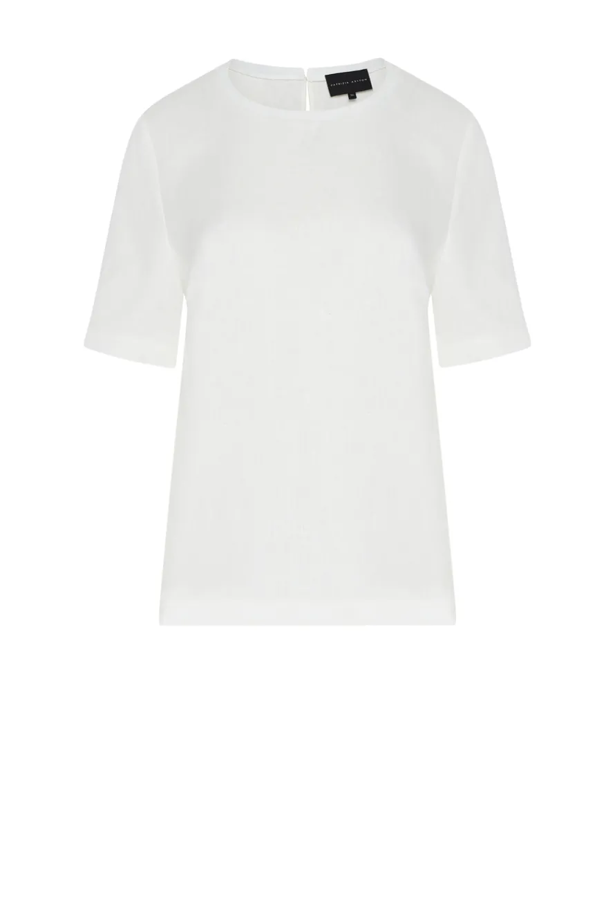 Pudełkowa bluzka off white z lnu