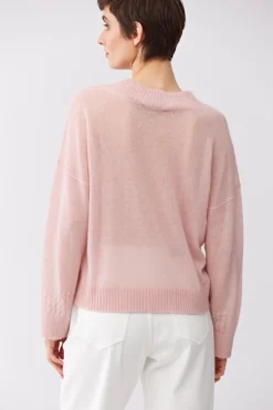 Pudrowo różowy sweter z wełną baby suri alpaki